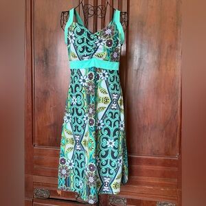 Prana Turquoise and Black Patterned Sun Dress